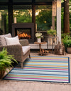 Bahama Breeze Outdoor Collection Area Rug -  Exuma Square Blue  lifestyle 139
