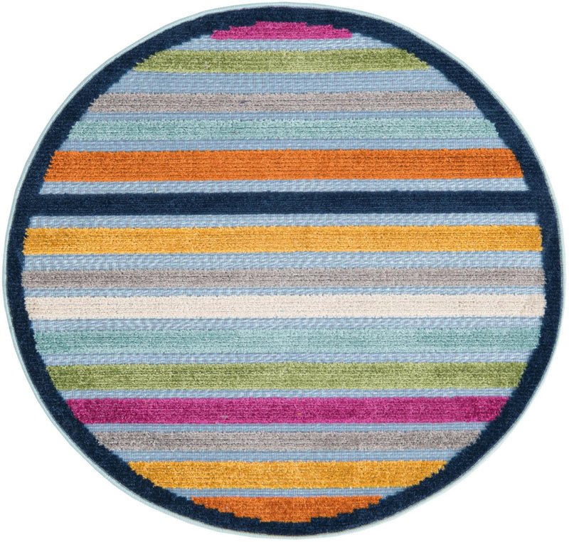 Bahama Breeze Outdoor Collection Area Rug -  Exuma Round Blue  lifestyle 55