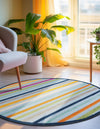 Bahama Breeze Outdoor Collection Area Rug -  Exuma Round Blue  lifestyle 130