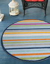 Bahama Breeze Outdoor Collection Area Rug -  Exuma Round Blue  lifestyle 160