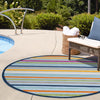 Bahama Breeze Outdoor Collection Area Rug -  Exuma Round Blue  lifestyle 113