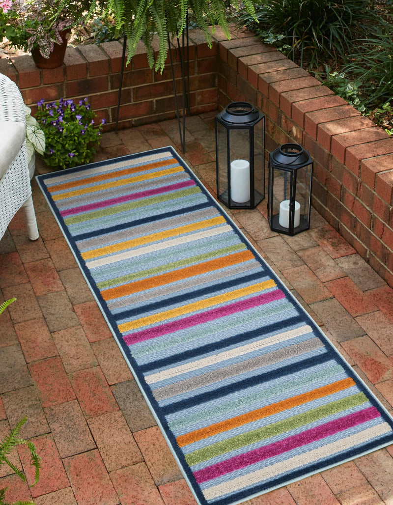 Bahama Breeze Outdoor Collection Area Rug -  Exuma Runner Blue  lifestyle 66