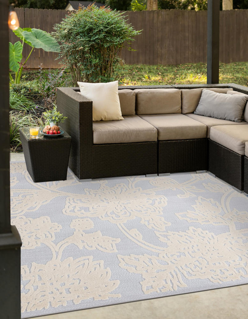 Bahama Breeze Outdoor Collection Area Rug -  Eleuthera Square Gray  lifestyle 100