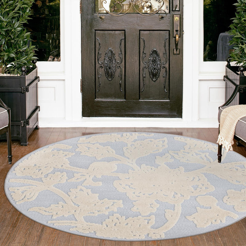 Bahama Breeze Outdoor Collection Area Rug -  Eleuthera Round Gray  lifestyle 98