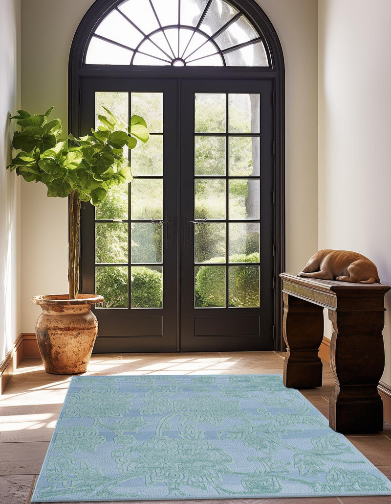 Bahama Breeze Outdoor Collection Area Rug -  Eleuthera Square Navy Blue  lifestyle 71