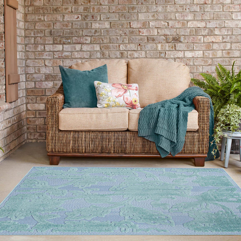 Bahama Breeze Outdoor Collection Area Rug -  Eleuthera Square Navy Blue  lifestyle 61