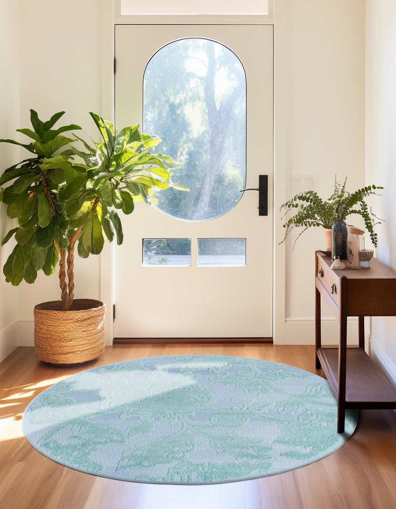 Bahama Breeze Outdoor Collection Area Rug -  Eleuthera Round Navy Blue  lifestyle 74