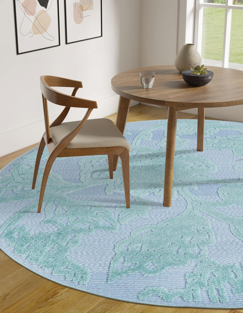 Bahama Breeze Outdoor Collection Area Rug -  Eleuthera Round Navy Blue  lifestyle 82