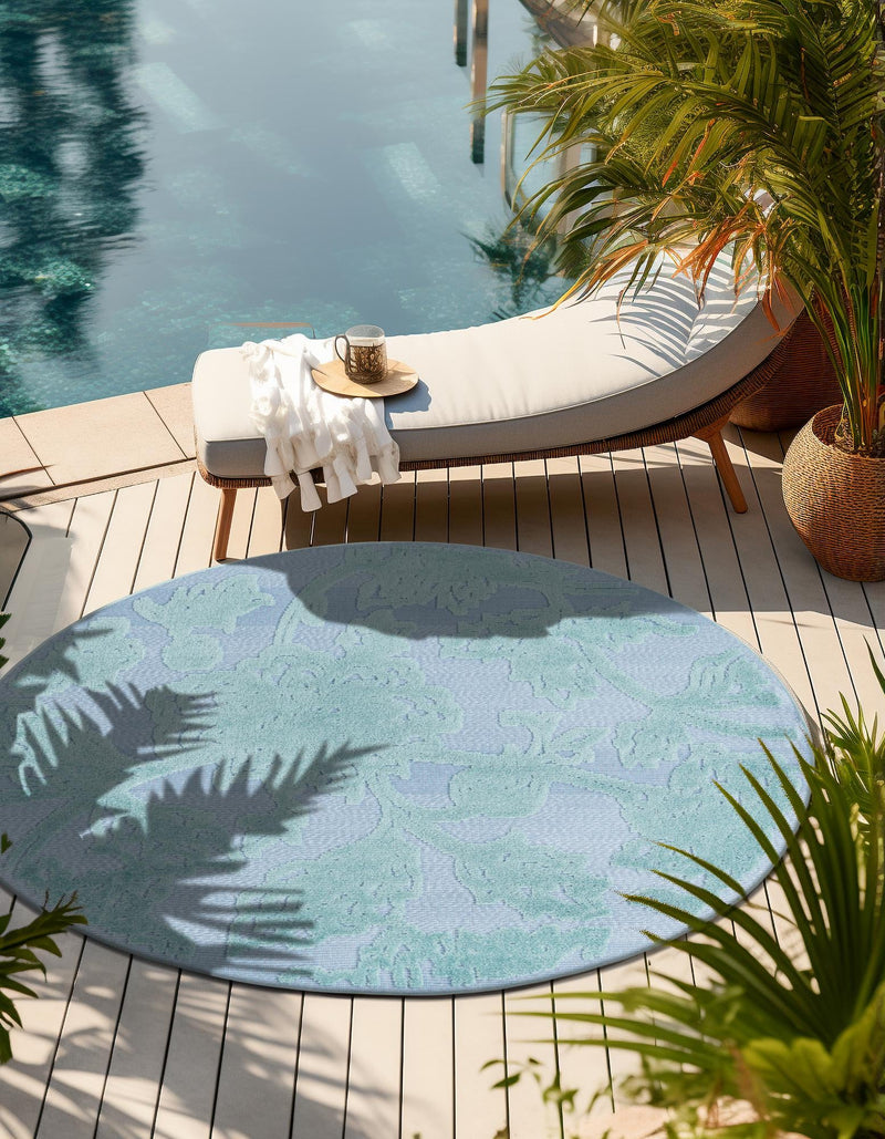 Bahama Breeze Outdoor Collection Area Rug -  Eleuthera Round Navy Blue  lifestyle 86