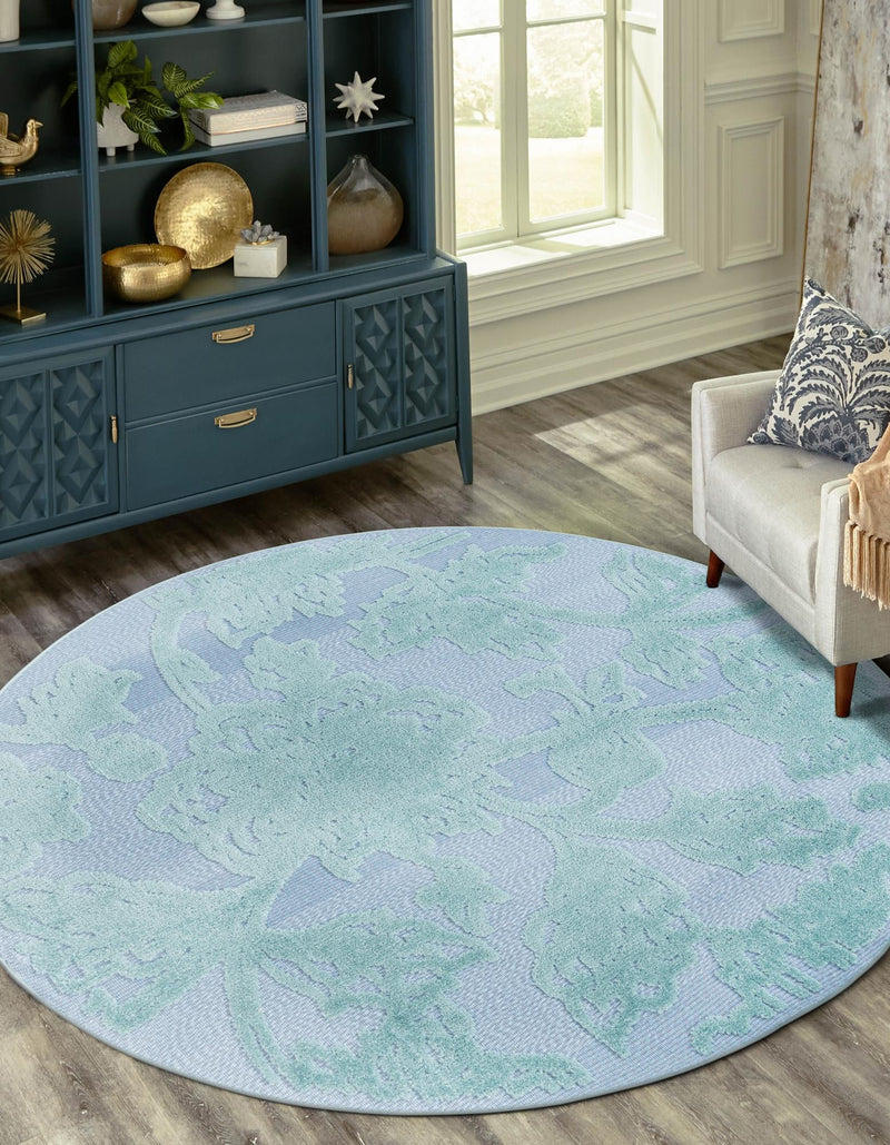 Bahama Breeze Outdoor Collection Area Rug -  Eleuthera Round Navy Blue  lifestyle 90