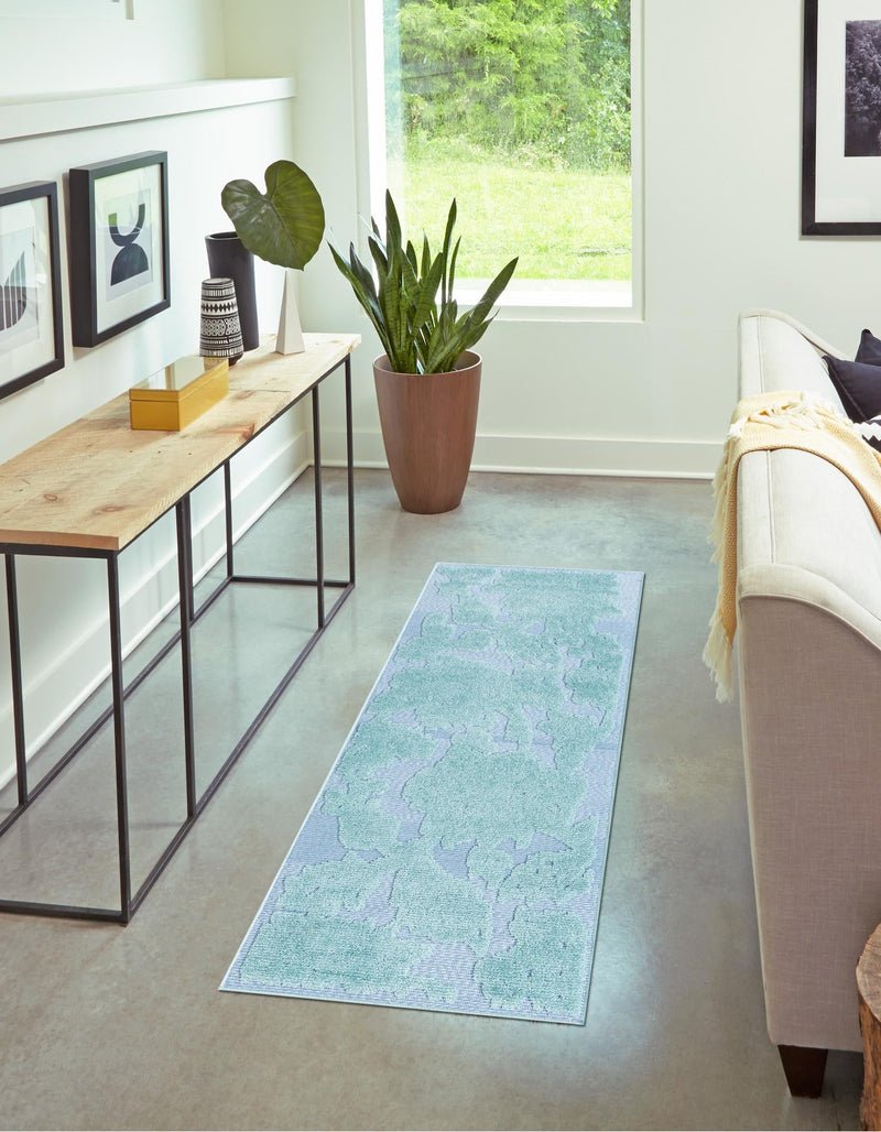 Bahama Breeze Outdoor Collection Area Rug -  Eleuthera Runner Navy Blue  lifestyle 75