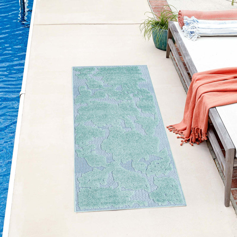 Bahama Breeze Outdoor Collection Area Rug -  Eleuthera Runner Navy Blue  lifestyle 96