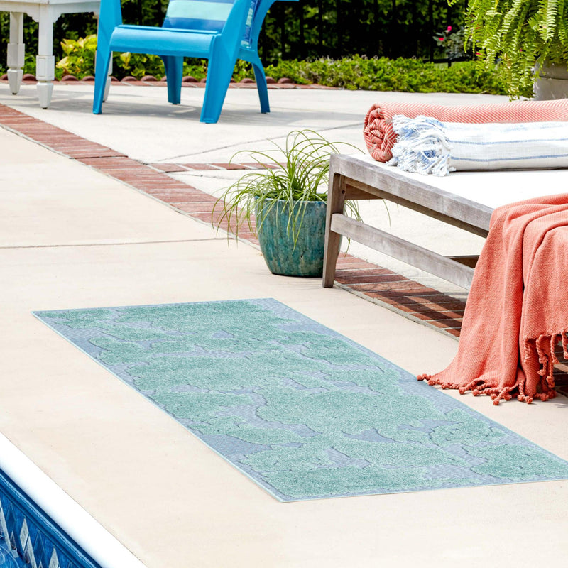 Bahama Breeze Outdoor Collection Area Rug -  Eleuthera Runner Navy Blue  lifestyle 101