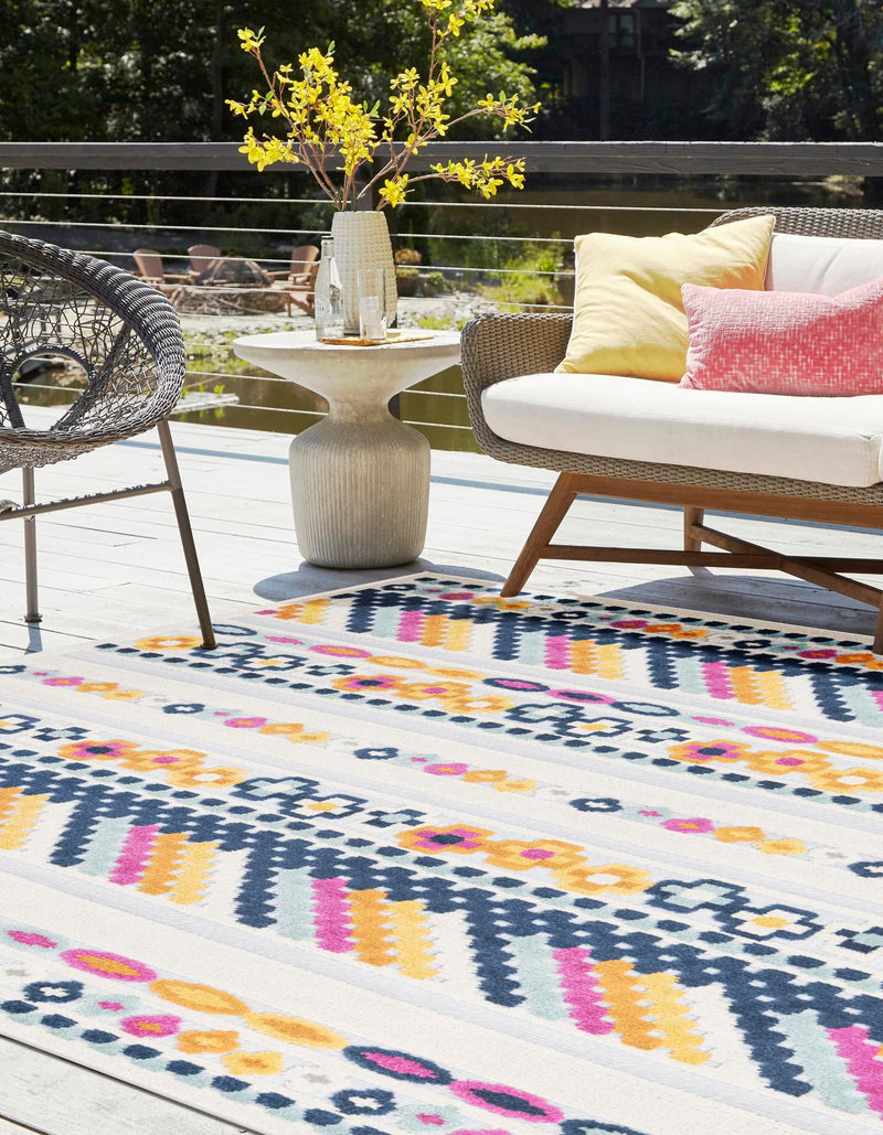 Bahama Breeze Outdoor Collection Area Rug -  Bimini Square Gray  lifestyle 109