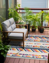 Bahama Breeze Outdoor Collection Area Rug -  Bimini Square Gray  lifestyle 137