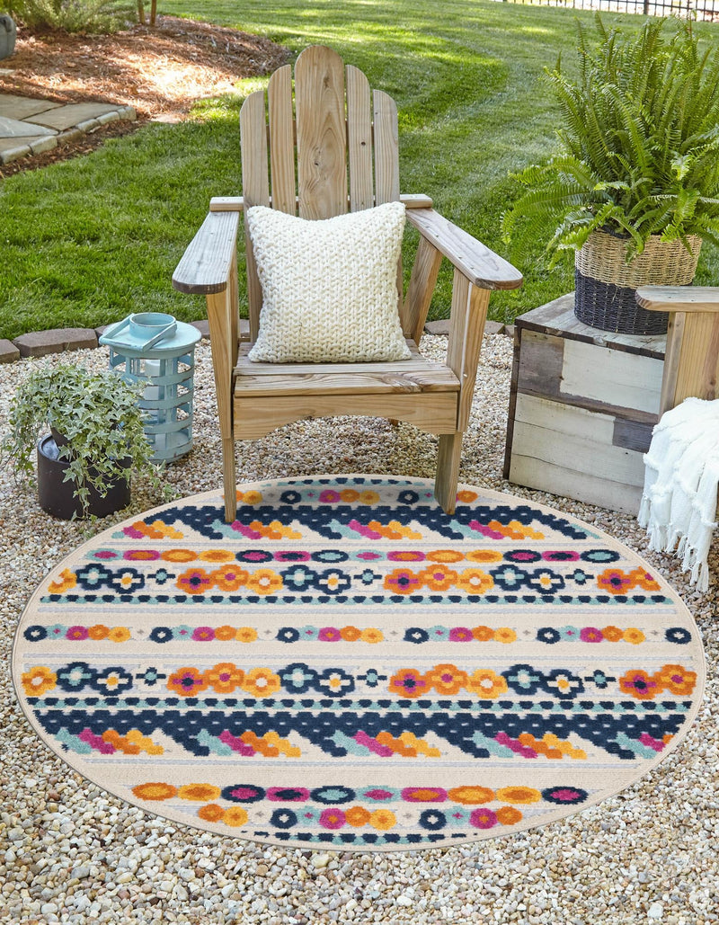 Bahama Breeze Outdoor Collection Area Rug -  Bimini Round Gray  lifestyle 52