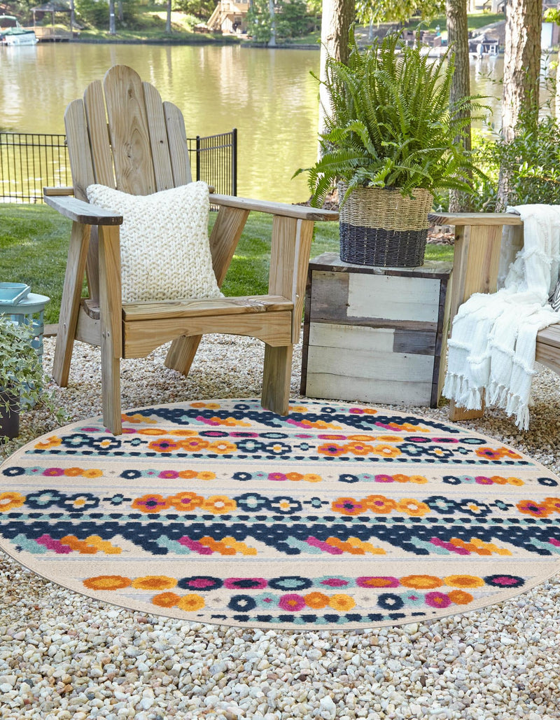 Bahama Breeze Outdoor Collection Area Rug -  Bimini Round Gray  lifestyle 61