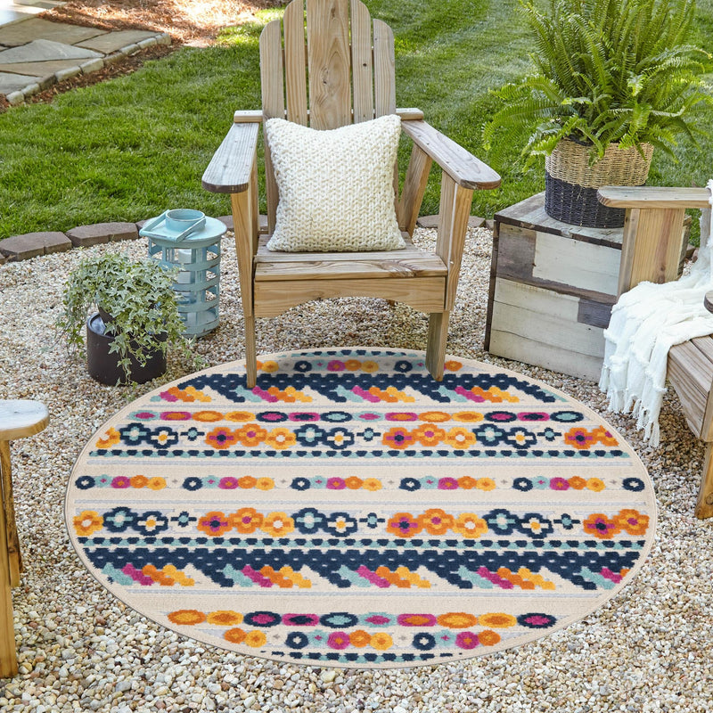 Bahama Breeze Outdoor Collection Area Rug -  Bimini Round Gray  lifestyle 79