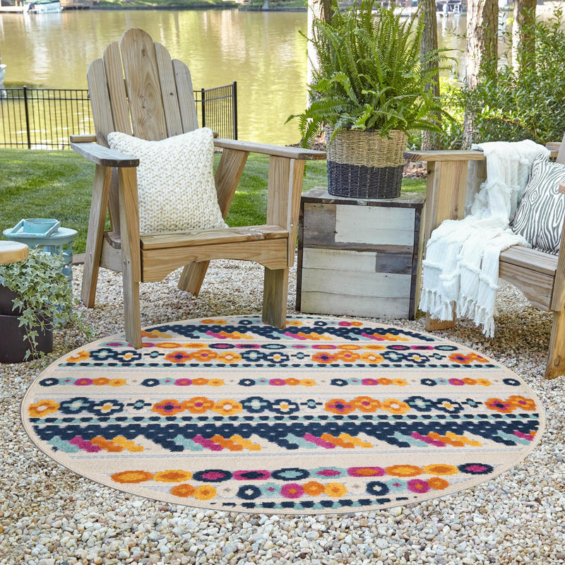 Bahama Breeze Outdoor Collection Area Rug -  Bimini Round Gray  lifestyle 88