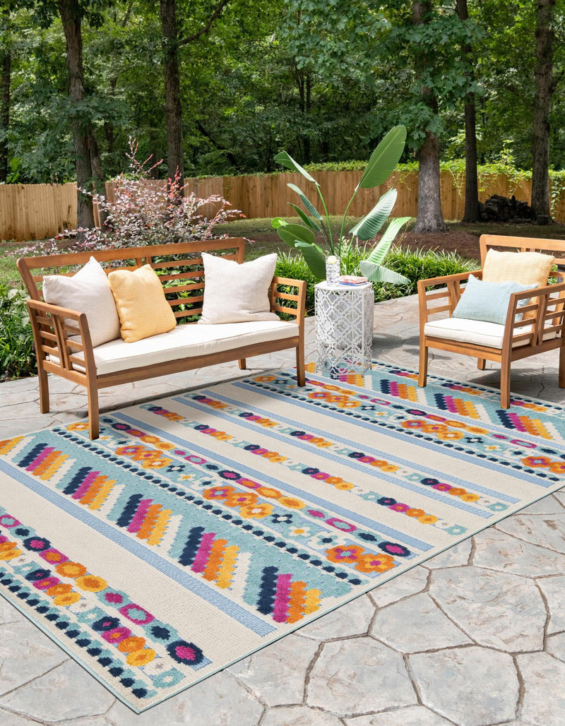 Bahama Breeze Outdoor Collection Area Rug -  Bimini Rectangle Blue  lifestyle 12