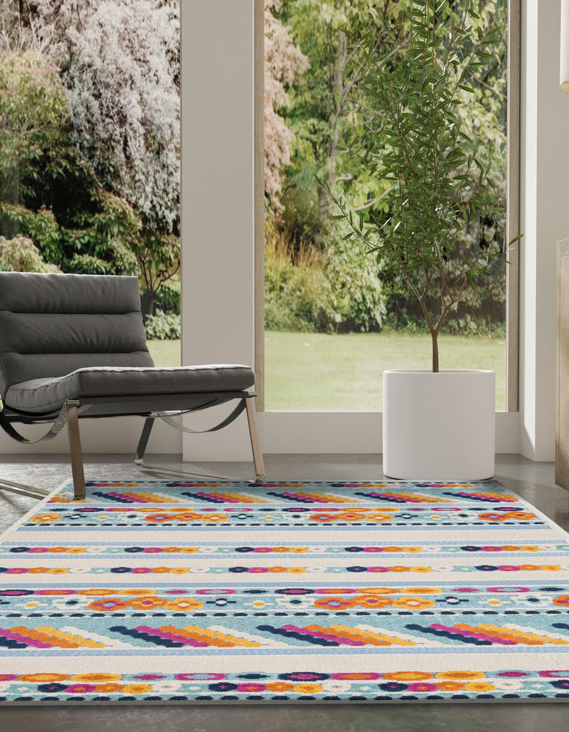 Bahama Breeze Outdoor Collection Area Rug -  Bimini Rectangle Blue  lifestyle 22