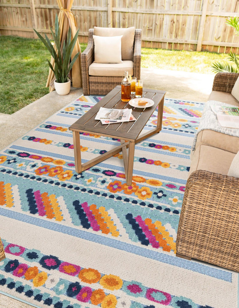 Bahama Breeze Outdoor Collection Area Rug -  Bimini Rectangle Blue  lifestyle 24