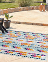 Bahama Breeze Outdoor Collection Area Rug -  Bimini Square Blue  lifestyle 53