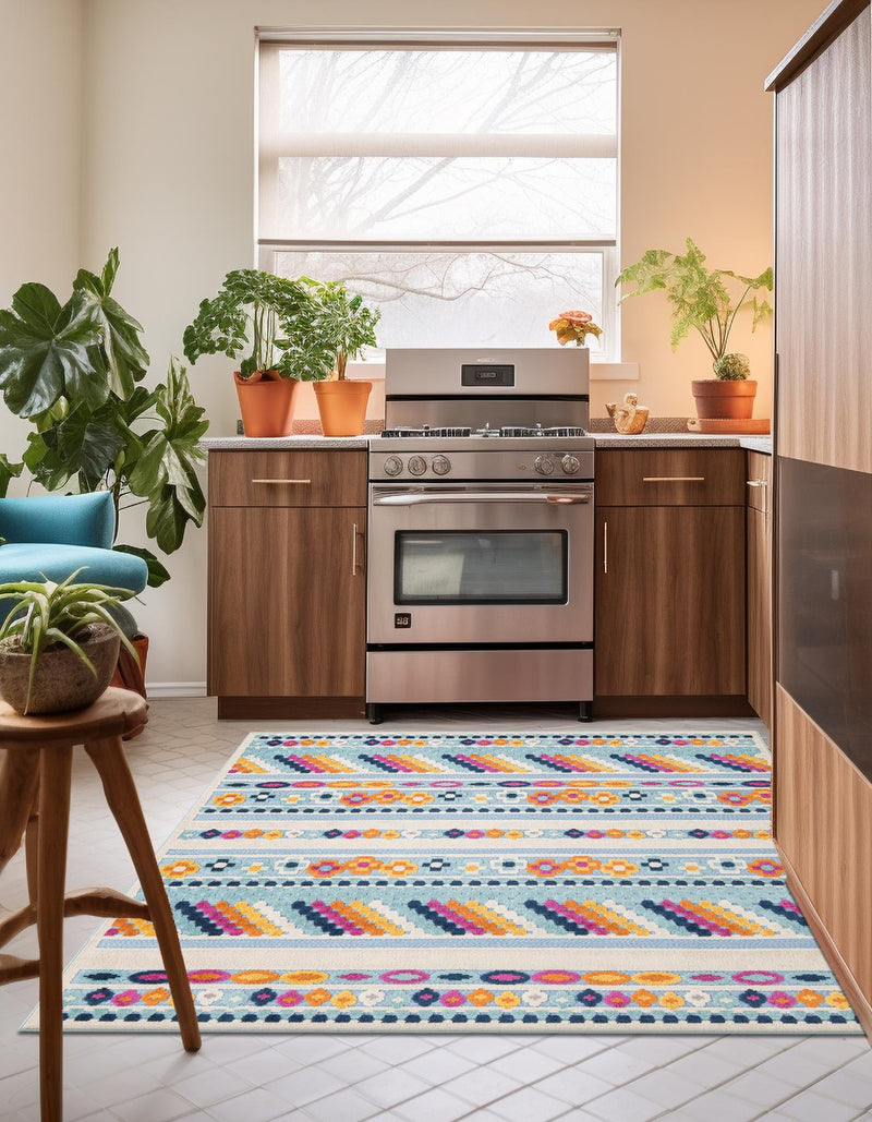 Bahama Breeze Outdoor Collection Area Rug -  Bimini Square Blue  lifestyle 105