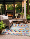 Bahama Breeze Outdoor Collection Area Rug -  Bimini Square Blue  lifestyle 113