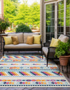 Bahama Breeze Outdoor Collection Area Rug -  Bimini Square Blue  lifestyle 129