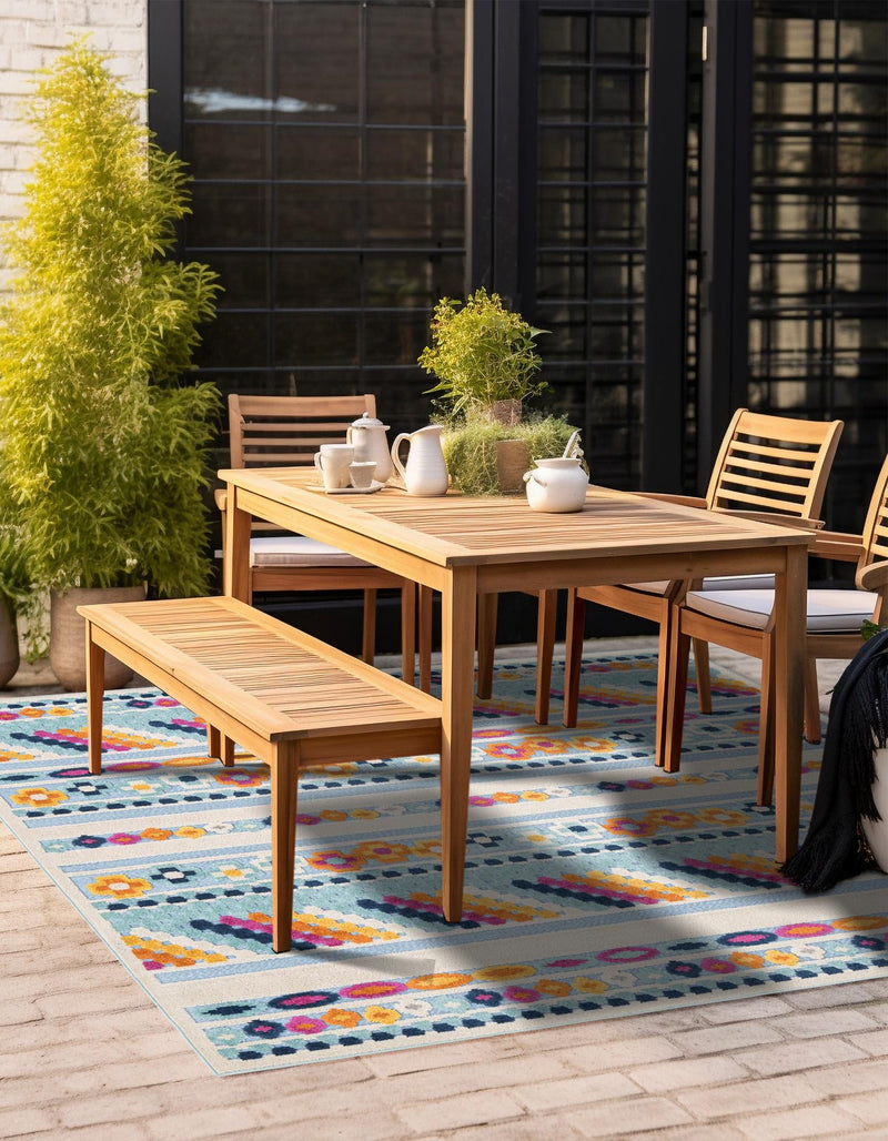 Bahama Breeze Outdoor Collection Area Rug -  Bimini Square Blue  lifestyle 145