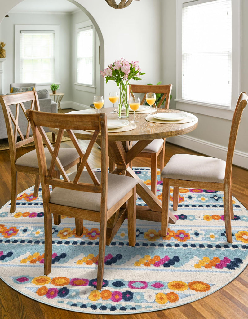Bahama Breeze Outdoor Collection Area Rug -  Bimini Round Blue  lifestyle 117