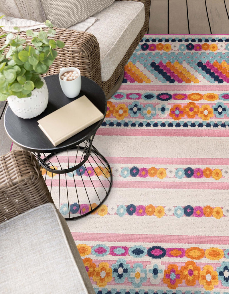 Bahama Breeze Outdoor Collection Area Rug -  Bimini Rectangle Pink  lifestyle 13