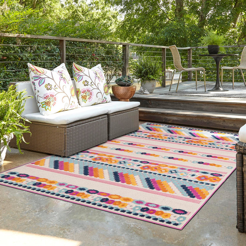 Bahama Breeze Outdoor Collection Area Rug -  Bimini Rectangle Pink  lifestyle 41