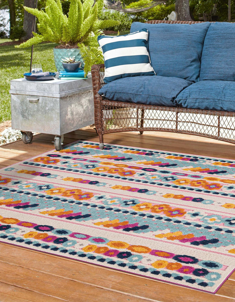 Bahama Breeze Outdoor Collection Area Rug -  Bimini Square Pink  lifestyle 63