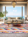 Bahama Breeze Outdoor Collection Area Rug -  Bimini Square Pink  lifestyle 103