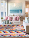 Bahama Breeze Outdoor Collection Area Rug -  Bimini Square Pink  lifestyle 117