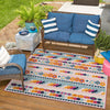 Bahama Breeze Outdoor Collection Area Rug -  Bimini Square Pink  lifestyle 81