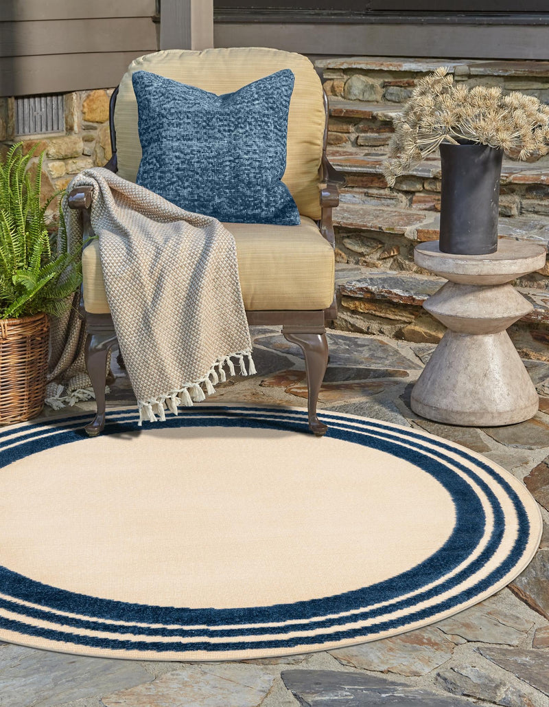 Bahama Breeze Outdoor Collection Area Rug -  Abaco Round Beige  lifestyle 111
