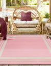 Bahama Breeze Outdoor Collection Area Rug -  Abaco Square Pink  lifestyle 94