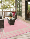 Bahama Breeze Outdoor Collection Area Rug -  Abaco Square Pink  lifestyle 130