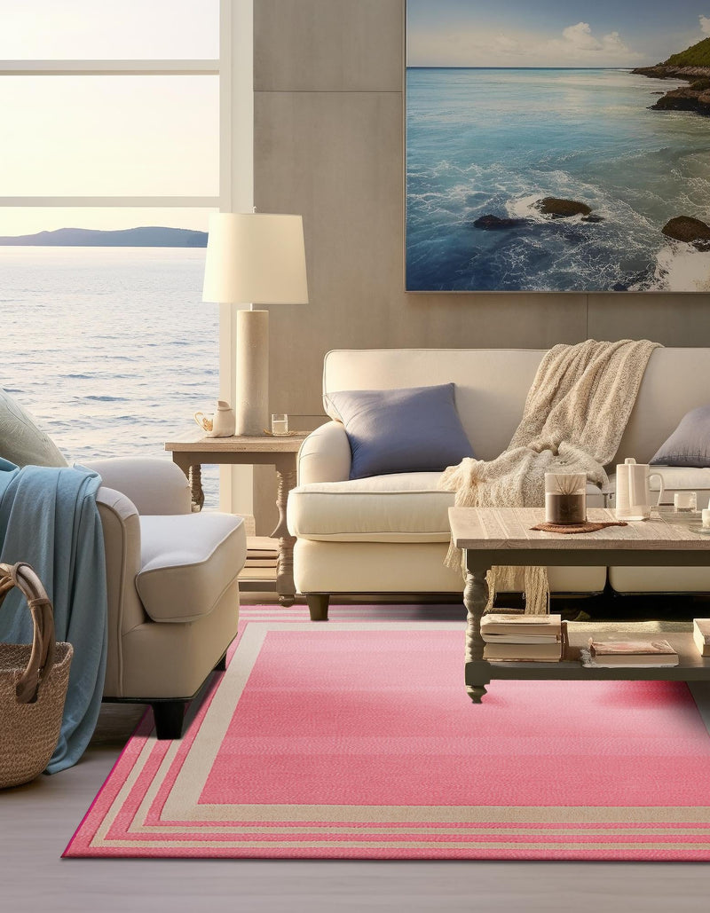 Bahama Breeze Outdoor Collection Area Rug -  Abaco Square Pink  lifestyle 157