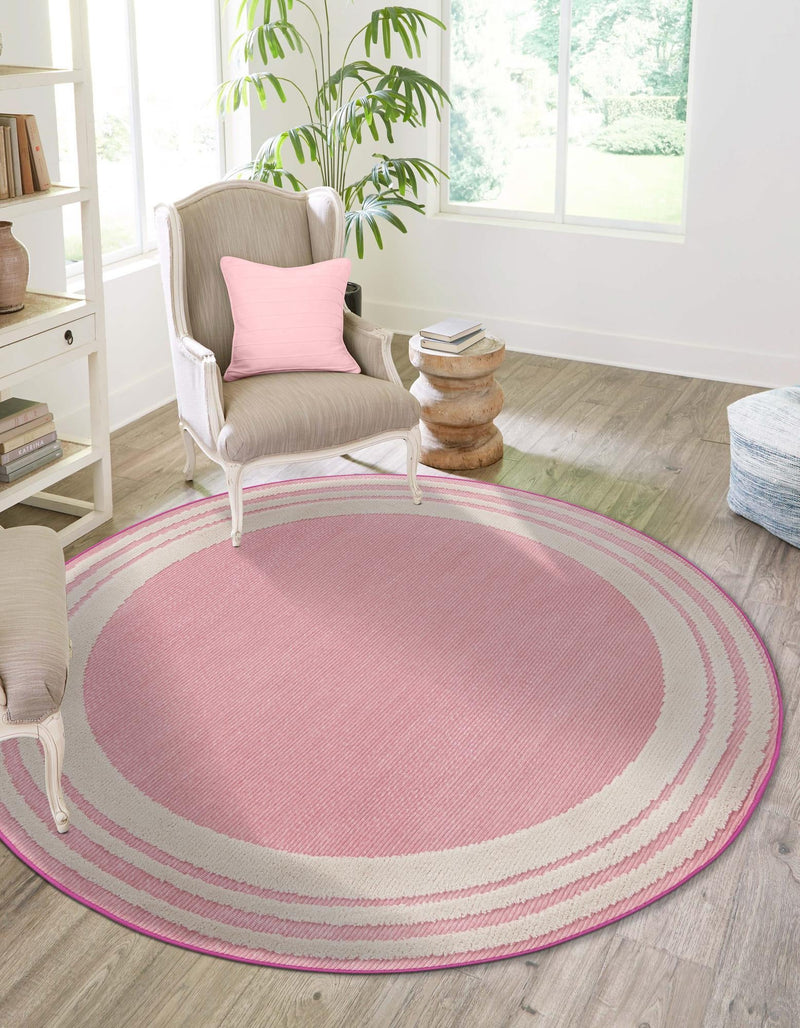 Bahama Breeze Outdoor Collection Area Rug -  Abaco Round Pink  lifestyle 95