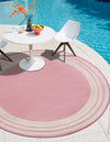 Bahama Breeze Outdoor Collection Area Rug -  Abaco Round Pink  lifestyle 101