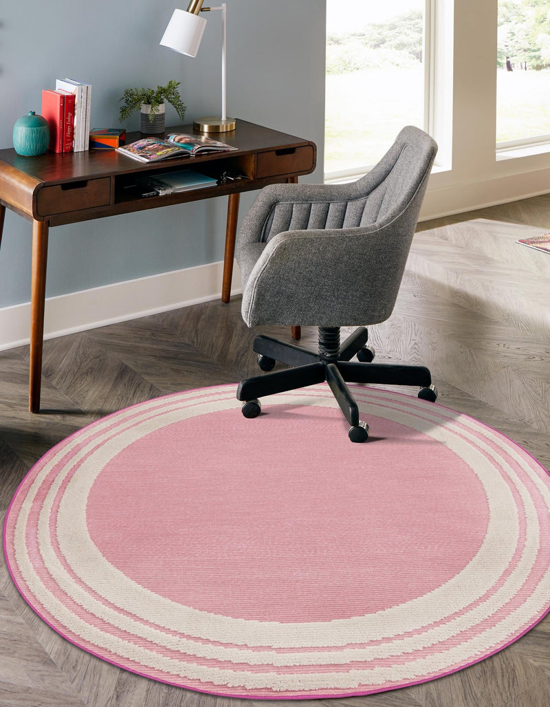 Bahama Breeze Outdoor Collection Area Rug -  Abaco Round Pink  lifestyle 107