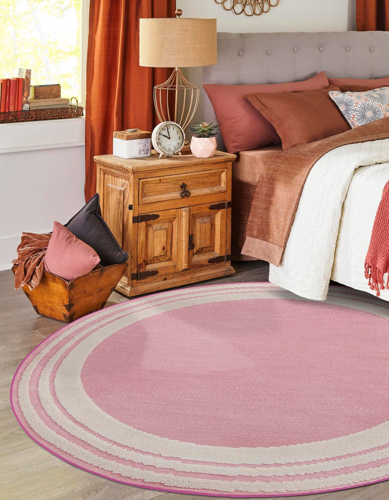 Bahama Breeze Outdoor Collection Area Rug -  Abaco Round Pink  lifestyle 119