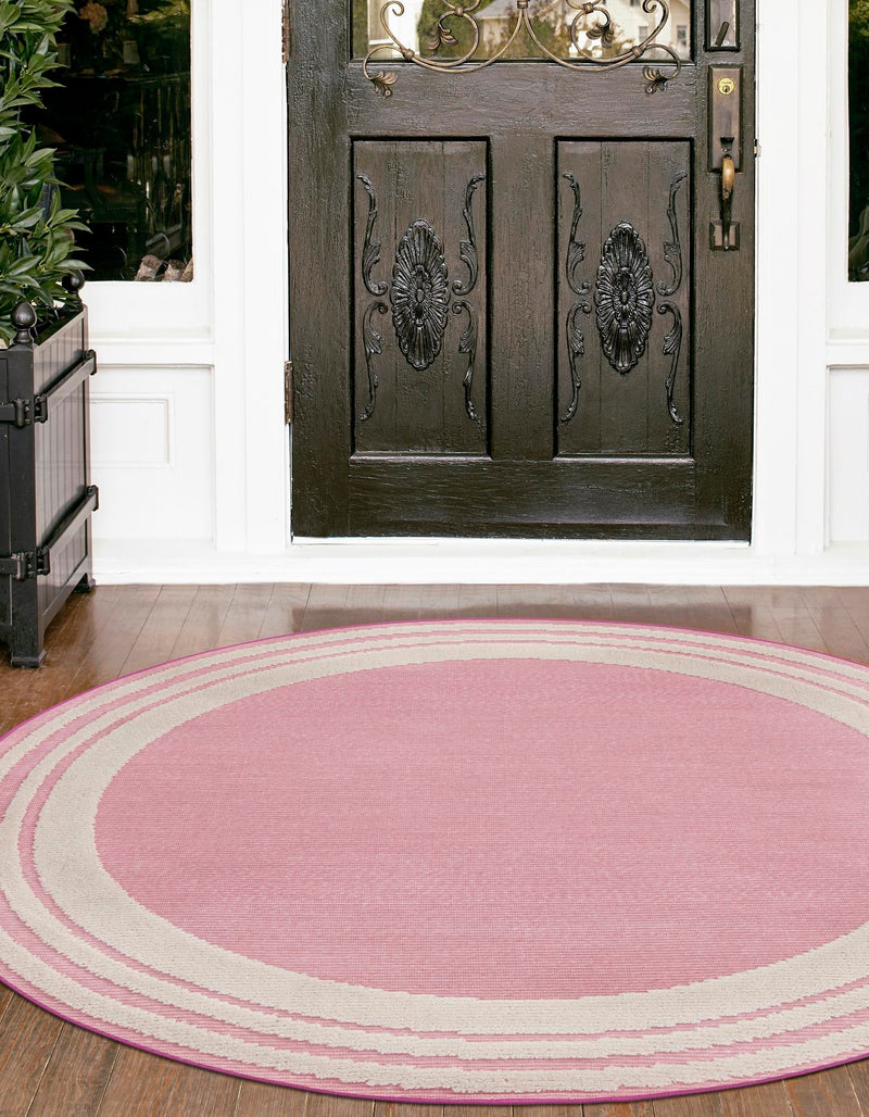 Bahama Breeze Outdoor Collection Area Rug -  Abaco Round Pink  lifestyle 125