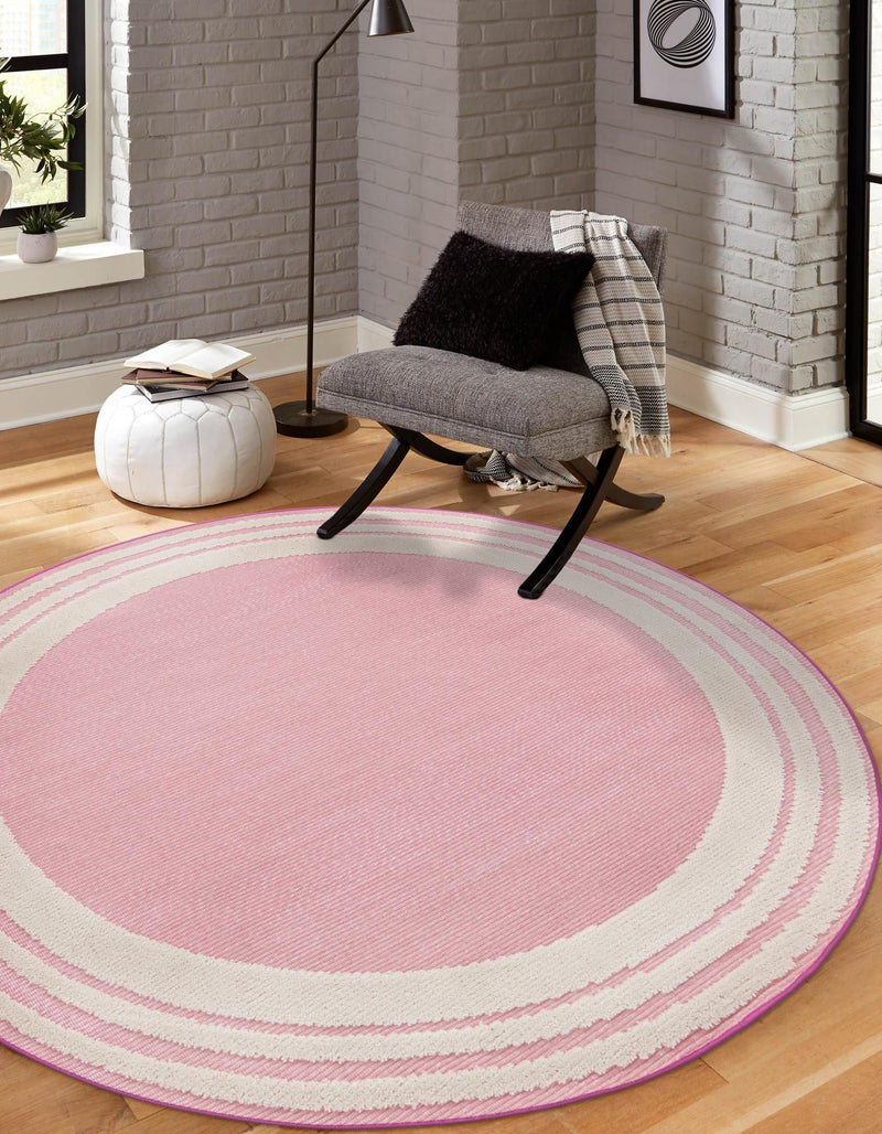 Bahama Breeze Outdoor Collection Area Rug -  Abaco Round Pink  lifestyle 131