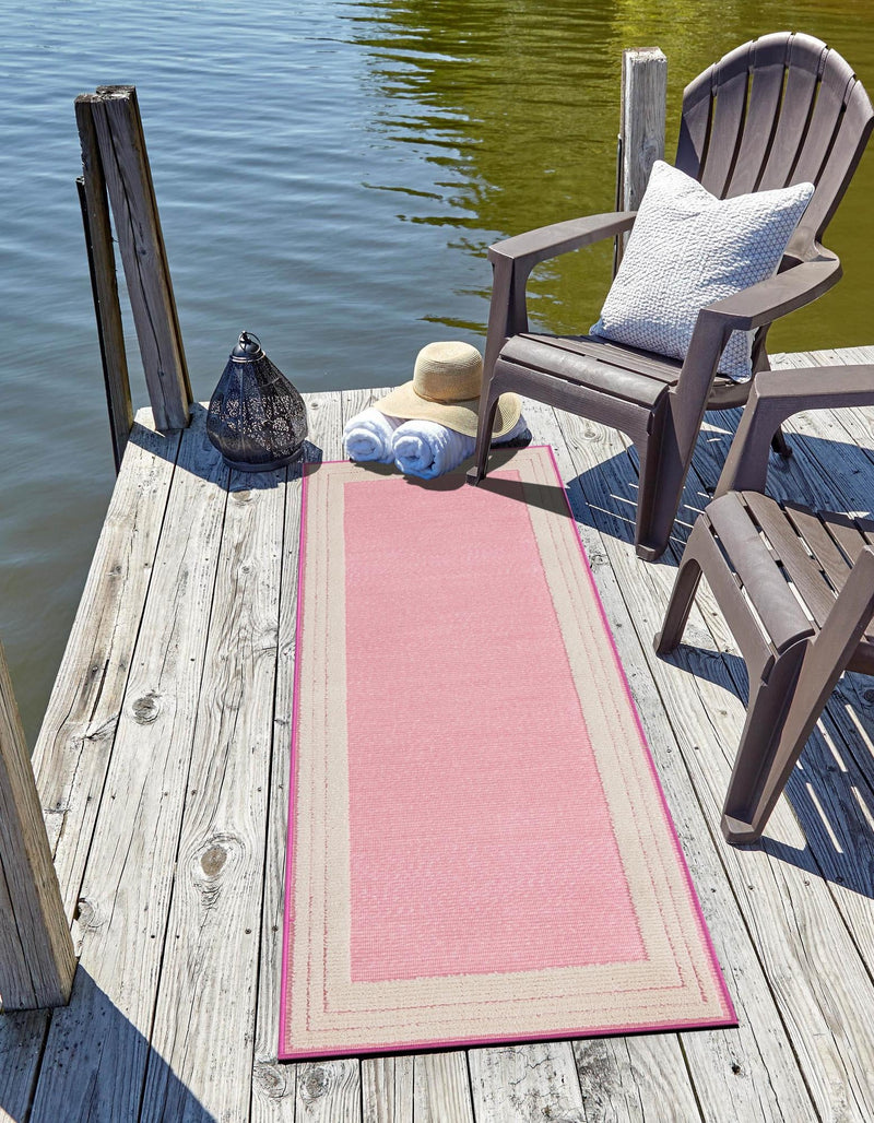 Bahama Breeze Outdoor Collection Area Rug -  Abaco Runner Pink  lifestyle 114