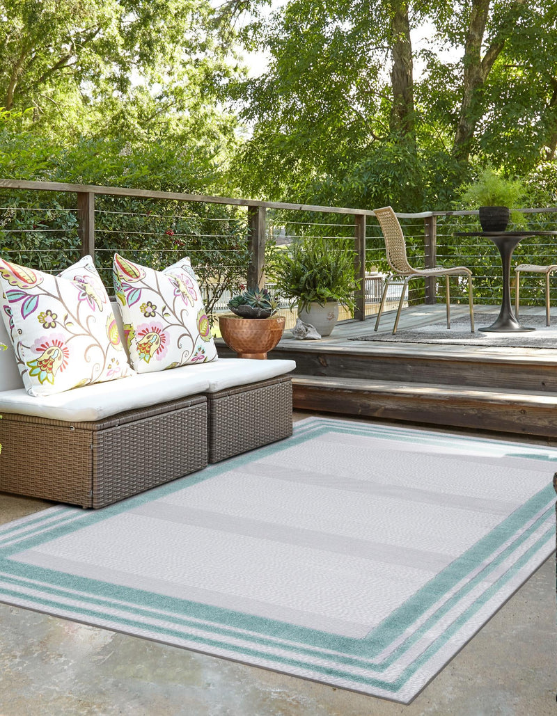 Bahama Breeze Outdoor Collection Area Rug -  Abaco Rectangle Gray Teal  lifestyle 18